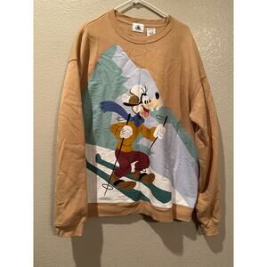 Disney Parks Goofy Holiday Homestead Skiing Winter Pullover Sweatshirt XXL